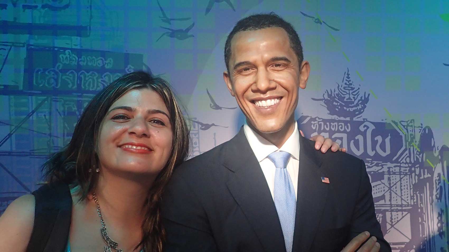 Eu não fazia ideia que o Barack Obama era tão alto (eu tenho 1,80m) - Museu de Cera Madame Tussauds
